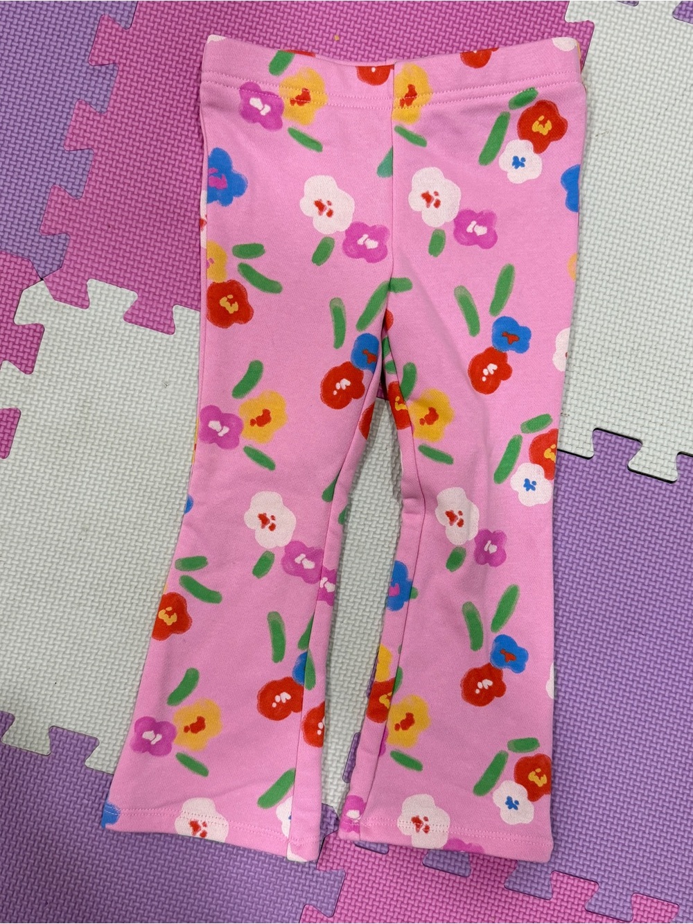 Pink Floral Kids Stretch Pants